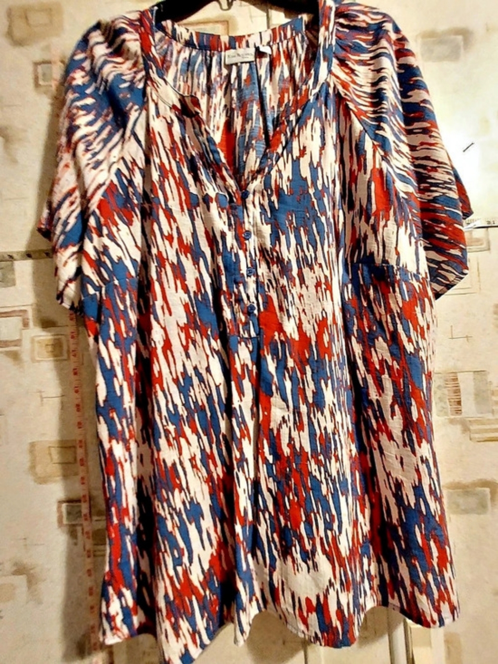 Kim Rogers Abstract Mini Tunic in Blue & Red Size 2X